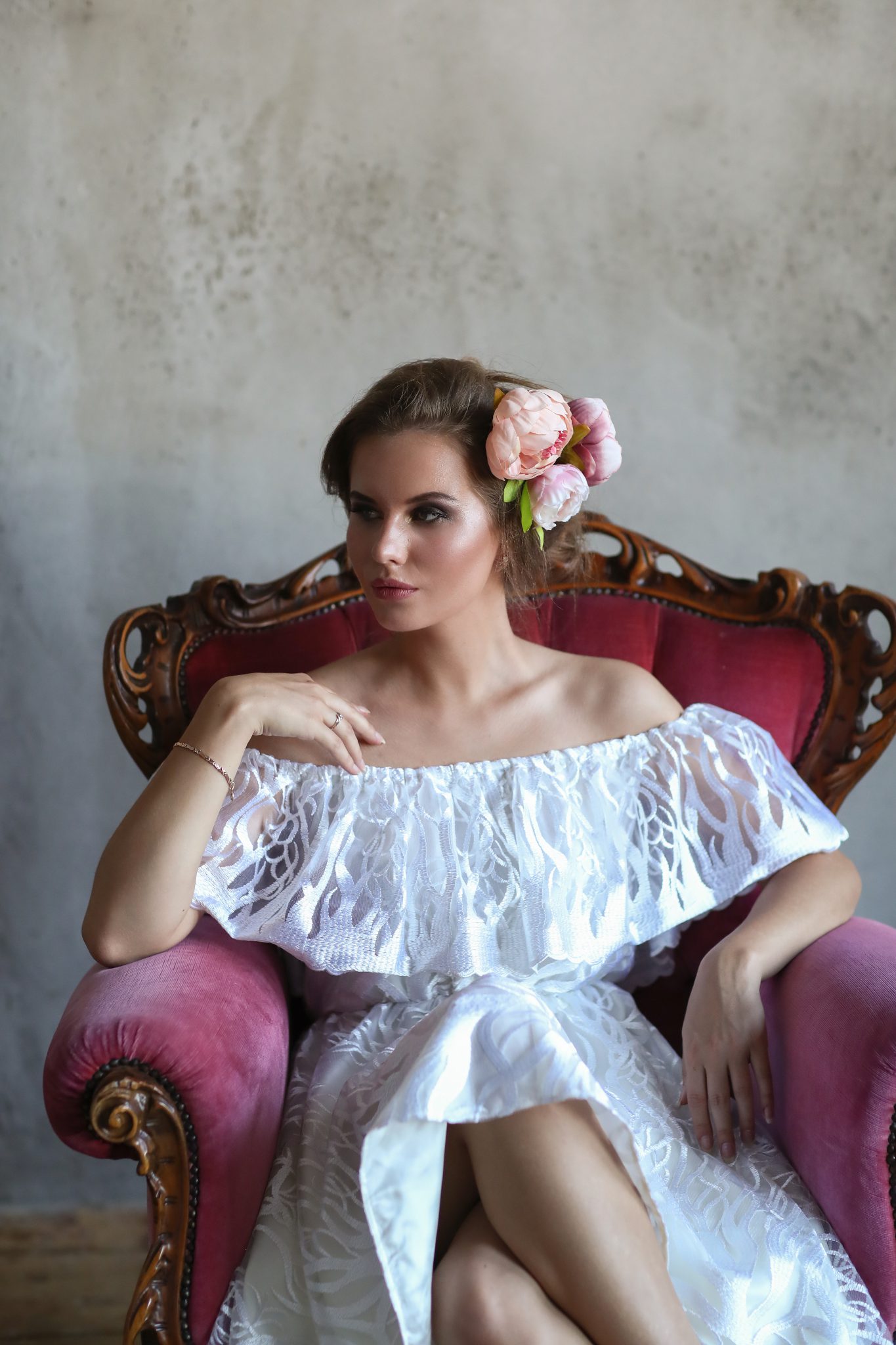 Beautiful woman in white dress